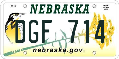 NE license plate DGF714