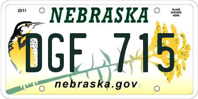 NE license plate DGF715