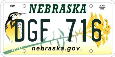 NE license plate DGF716