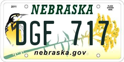 NE license plate DGF717