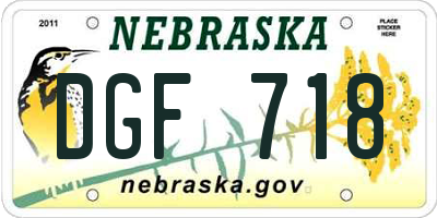 NE license plate DGF718