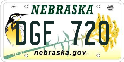 NE license plate DGF720
