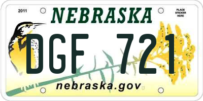 NE license plate DGF721