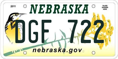 NE license plate DGF722