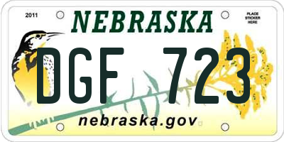 NE license plate DGF723