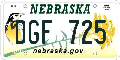 NE license plate DGF725