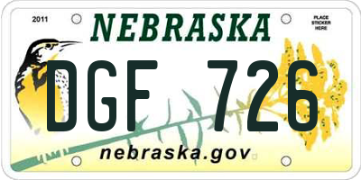 NE license plate DGF726