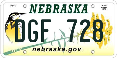 NE license plate DGF728