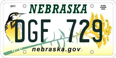 NE license plate DGF729