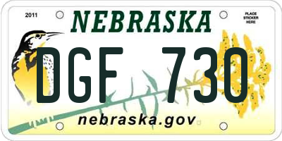 NE license plate DGF730