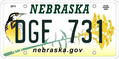 NE license plate DGF731