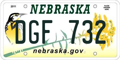 NE license plate DGF732