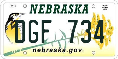 NE license plate DGF734