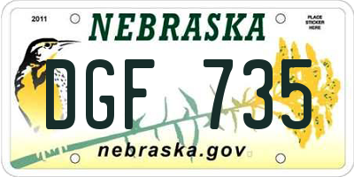 NE license plate DGF735