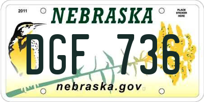 NE license plate DGF736