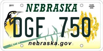 NE license plate DGF750