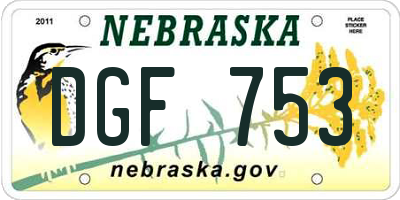 NE license plate DGF753