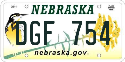 NE license plate DGF754