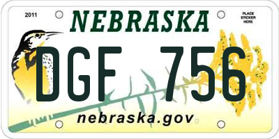 NE license plate DGF756