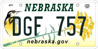 NE license plate DGF757