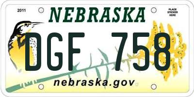 NE license plate DGF758