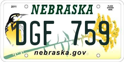 NE license plate DGF759
