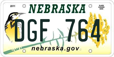 NE license plate DGF764