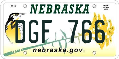 NE license plate DGF766