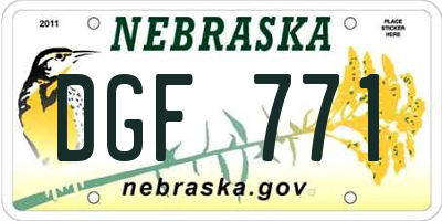 NE license plate DGF771