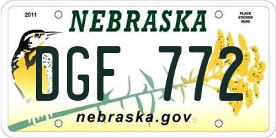 NE license plate DGF772