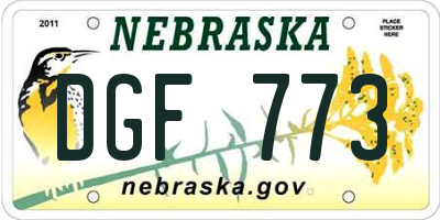 NE license plate DGF773