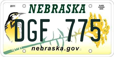 NE license plate DGF775