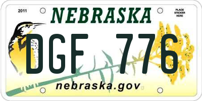 NE license plate DGF776