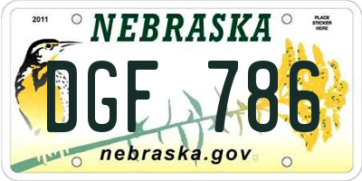 NE license plate DGF786
