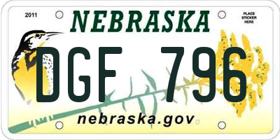 NE license plate DGF796