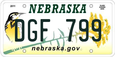 NE license plate DGF799