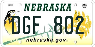 NE license plate DGF802