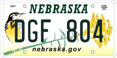 NE license plate DGF804