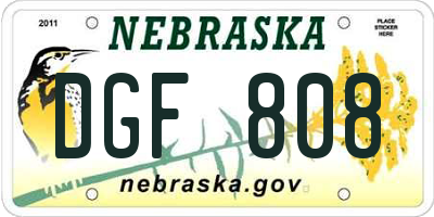 NE license plate DGF808