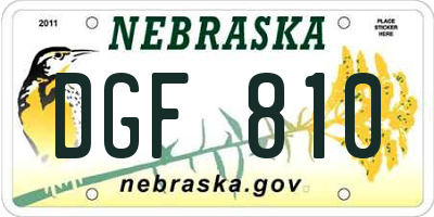 NE license plate DGF810