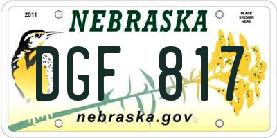 NE license plate DGF817