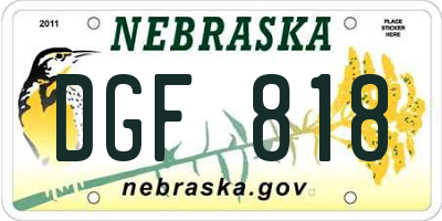NE license plate DGF818