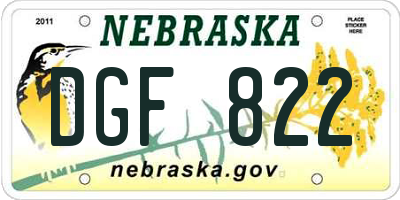 NE license plate DGF822