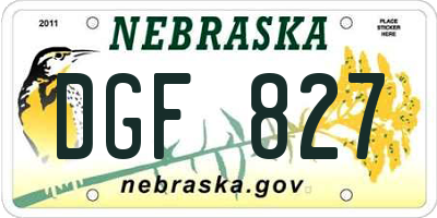 NE license plate DGF827