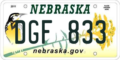 NE license plate DGF833