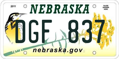 NE license plate DGF837