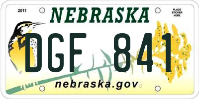 NE license plate DGF841