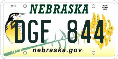 NE license plate DGF844