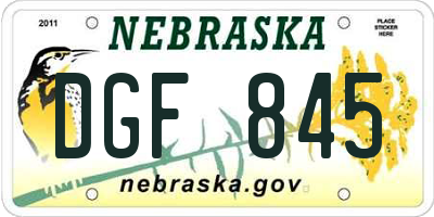NE license plate DGF845