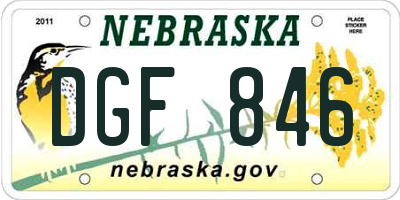 NE license plate DGF846